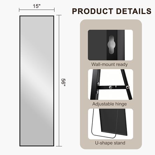 FICTOR Full Length Mirror with Stand, Floor Standing Mirror - Image 6