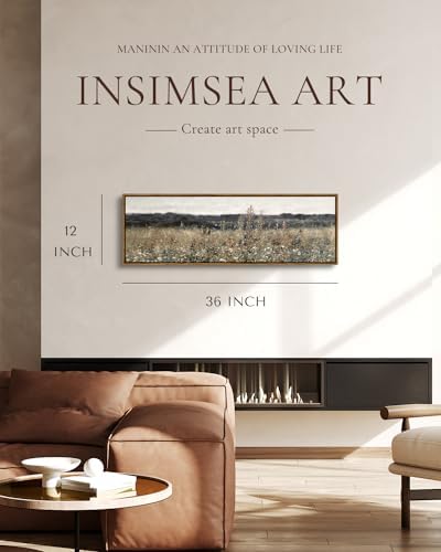 InSimSea Extra Large Framed Wall Art, Flower Meadow Landscape Print - Image 2