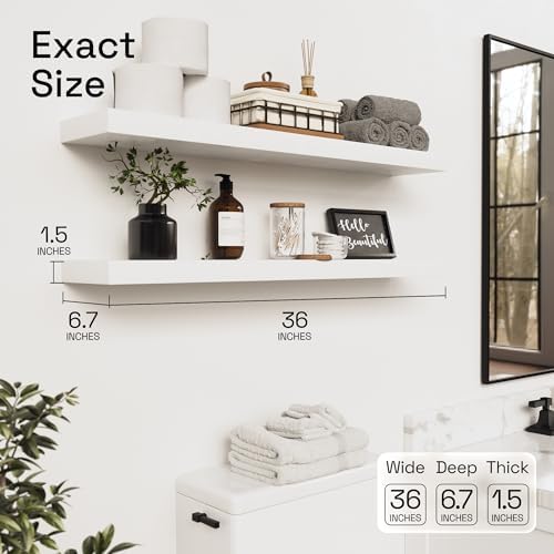 Solid Wood Floating Shelves for Wall 36 Inches Long - Image 3