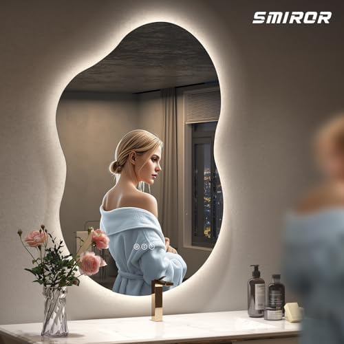 SMIROR 20x32 Irregular Backlit Led Lighted Bathroom Vanity Mirror - Image 2