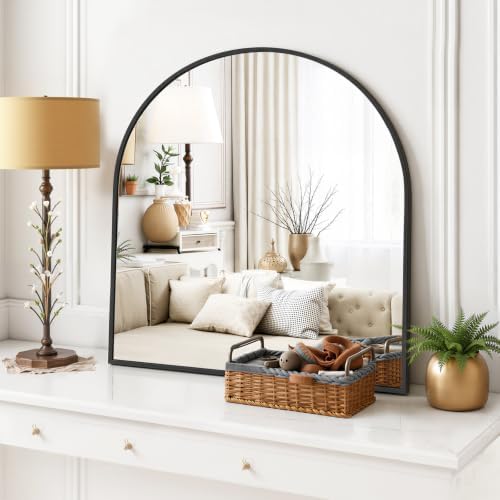 Arched Wall Mirror 32x31 Inch Black Bathroom Vanity Mirror - Image 2