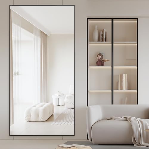 Full Body Mirror 193 x 86 cm Floor Mirror, Large Black Rectangular - Image 3