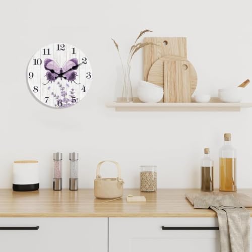 XFM Purple Farmhouse Butterfly Wall Clock - Image 5