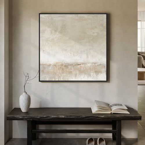 Framed Neutral Abstract Canvas Wall Art Decor - Image 4