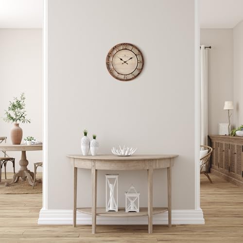 Lafocuse 12 Inch Brown Kitchen Farmhouse Wall Clocks Battery Operated - Image 3