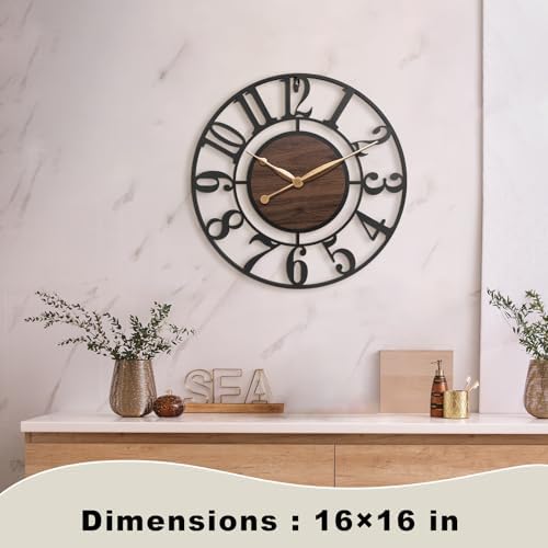 16 Inch Black Arabic Numeral Large Wall Clock - Image 2