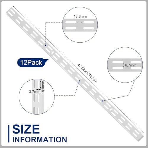 MorningRo 12 Pack 47.5" Dual Track Shelving Rail, Dual Slot Upright - Image 3