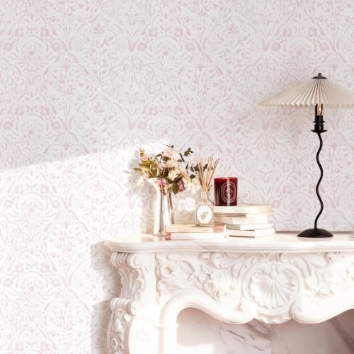 Dimoon Boho Peel and Stick Wallpaper Soft Pink Floral Contact Paper French by DIYYOURMOON
