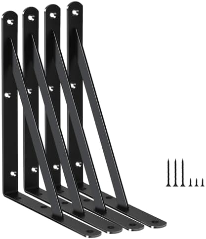 4 Pack L8 x H 6" Black Heavy Duty Shelf Brackets by MHMYDZ