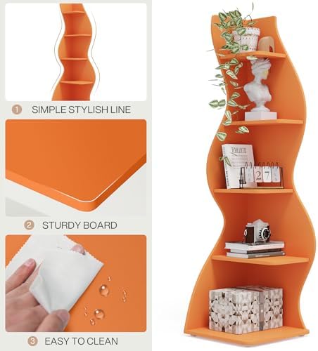 Tribesigns Corner Shelf, Modern 5-Tier Wall Corner Bookshelf, Stylish Corner - Image 6