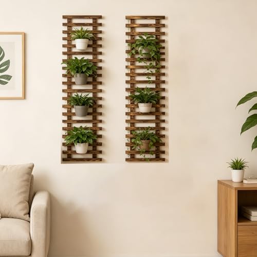 Pack of 2 Vertical Wooden Wall Planter Trellis - Image 6