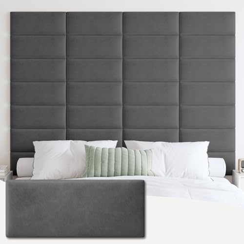 IFNOW Wall Mounted Headboard, Peel and Stick Panels, Dark Grey by IFNOW