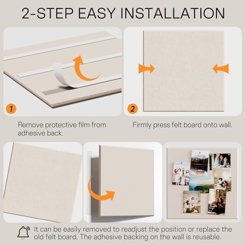 MaxGear Extra Large Bulletin Board 72" x 48", Light Tan Felt Wall Tiles - Image 3