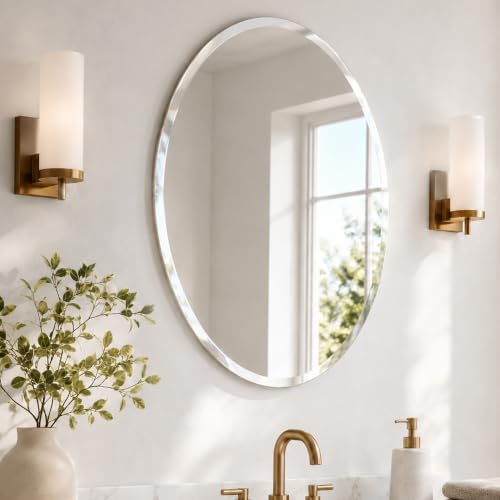 20x28 Inch Oval Frameless Beveled Wall Mirror - Image 2
