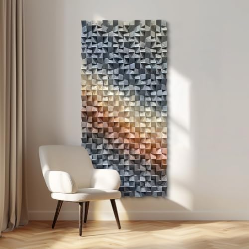 LIUZEYUE Textured Wall Sculpture, Pine Blockwork by Unknown