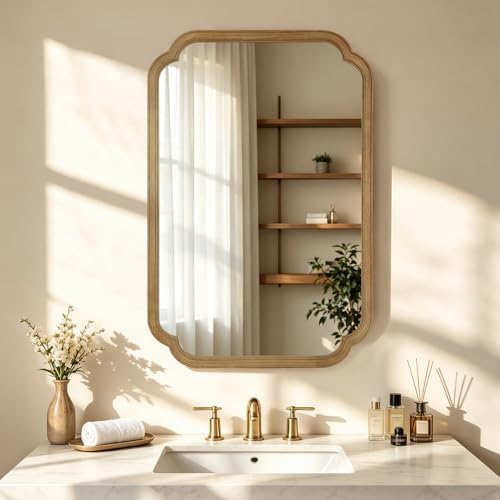 HOMECOOKIN Wood Bathroom Mirror by HOMECOOKIN