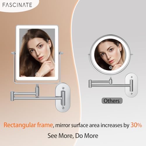 FASCINATE 8.7" 5000mAh Rechargeable Wall Mounted Makeup Mirror - Image 3