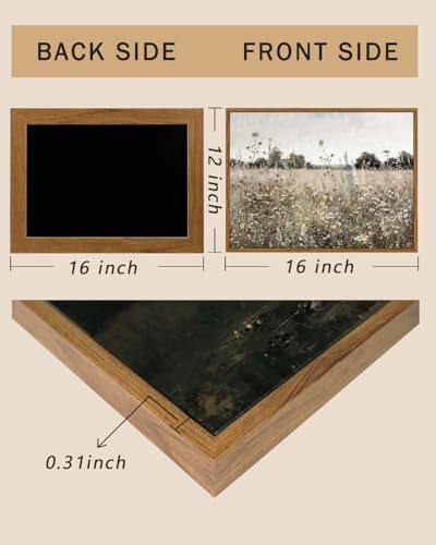 ARPEOTCY Vintage Framed Canvas Wall Art, Classical Wildflowers Field Sky - Image 4