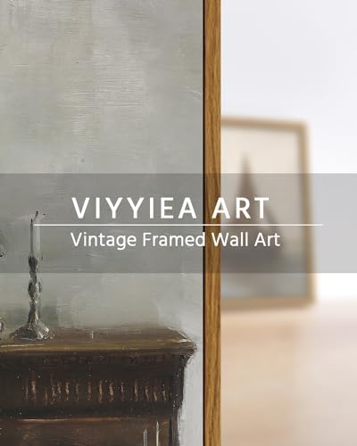 VIYYIEA Vintage Women Large Framed Wall Art, Woman Standing Reading Paintings - Image 5