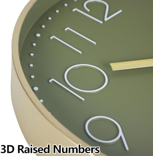 Black&Olive Green Wall Clock 2 Pack 12 Inch Silent Battery Operated Clocks - Image 6