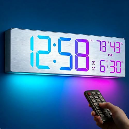 RGB Large Digital Wall Clock, 15.7" Digital Clock Large Display by Tarinks