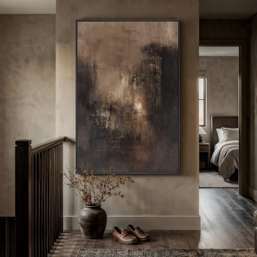 Extra Large Framed Brown Abstract Wall Art - Image 4