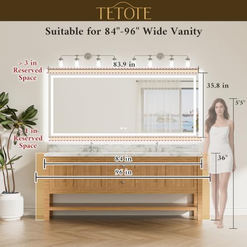 TETOTE 84 x 36 LED Bathroom Mirror - Image 5