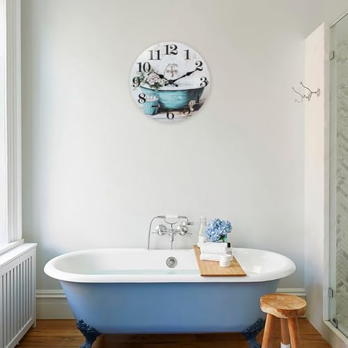 12 Inch Bathroom Wall Clock Rustic Waterproof Glass Clock - Image 6