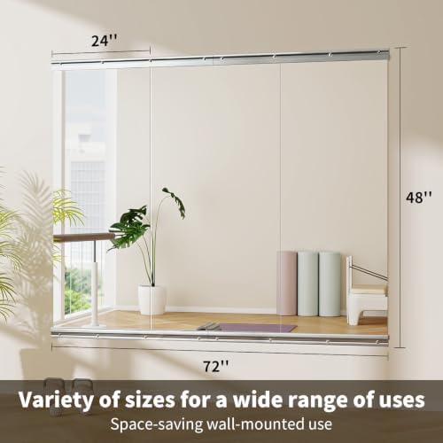 VooBang Home Gym Mirror 3 PCS 24"×48", Frameless Wall Mirror Full Length - Image 5