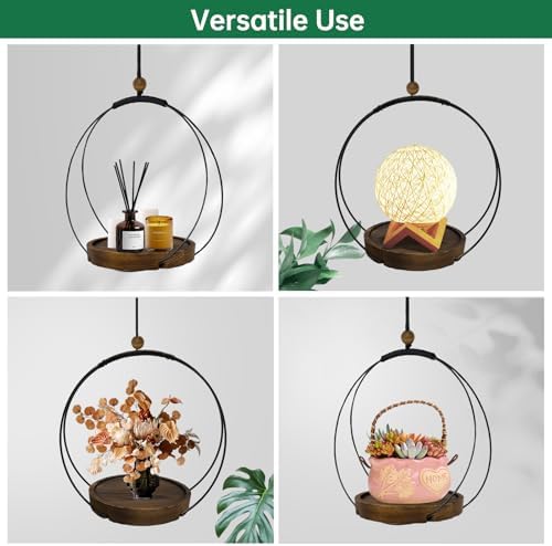 hismocal 4-Pack Hanging Plant Shelves, Wood Plant Display - Image 4