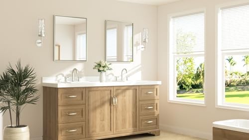 TETOTE Brushed Nickel Bathroom Mirror 24" x 30" Rectangle Beveled Frame - Image 2