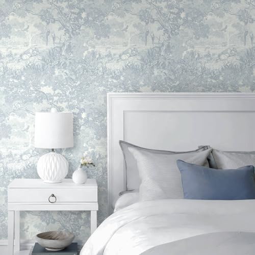 Ismoon Vintage Wallpaper Peel and Stick Blue Neutral Wallpaper 17.3in x16.4ft - Image 4