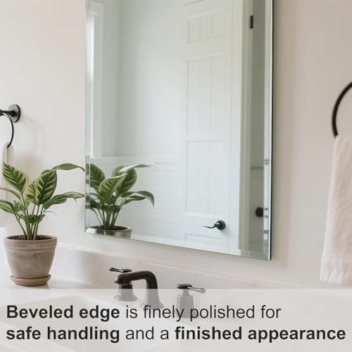 Beveled Bathroom Mirror for Wall, 16x12 Inch Small Frameless Wall Mirror - Image 4