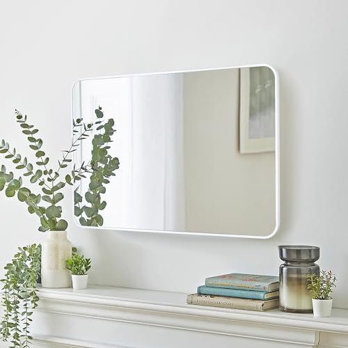 White Bathroom Wall Mirror, 20 x 30 Inch Rectangle Vanity Modern Mirror - Image 3