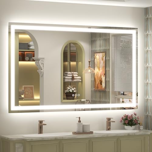 66x40 Inch LED Bathroom Mirror Backlit and Front Lighted by CHARMOR