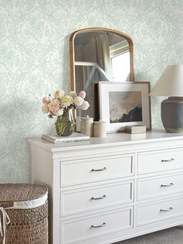 Ismoon Sage Green Floral Wallpaper Peel Stick Vintage Damask Wallpaper - Image 3