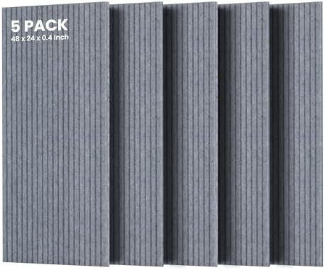 TO-TH Soundproofing Panels High-Density Acoustic Panel 5 Pack, African Gray by TO-TH