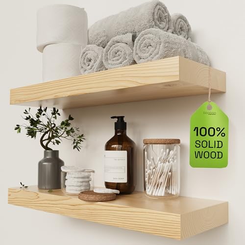 Solid Wood Floating Shelves for Wall 20 Inch Natural Wood, Wooden Shelf by BAOBABWORKSHOP
