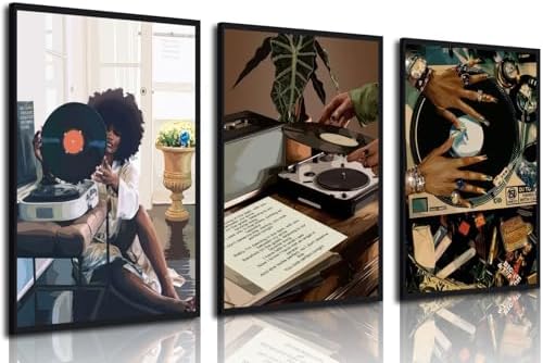 3Pcs Black Woman Art Poster African American Women Canvas Wall Art Funky Black by Unknown