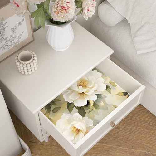 Laatse Vintage White Beige Peony Floral Botanical Wallpaper 17.5"x393" - Image 5