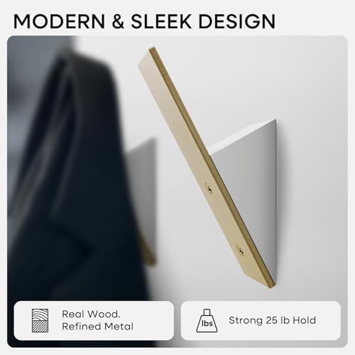 Homeforia Golden Coat Hooks, High-End Wood & Metal, Modern Design - Image 3