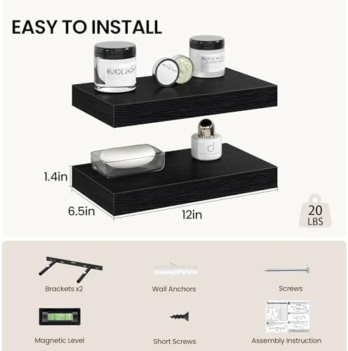 Vivelove 12 Inch Floating Shelves Wall Mounted - Image 3