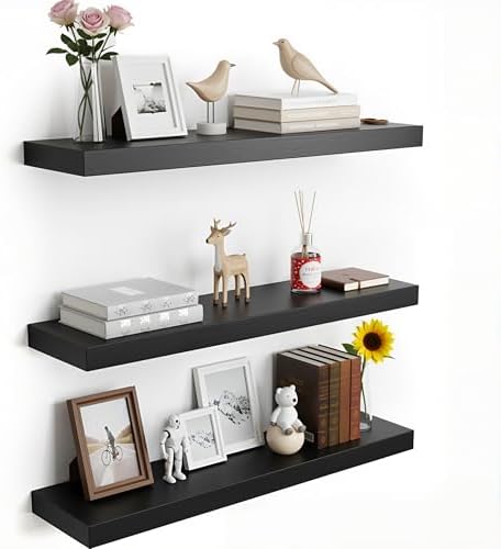 Floating Shelves for Wall, 23.6 x 6.3 Inch Rustic Display Storage Shelves by Unknown