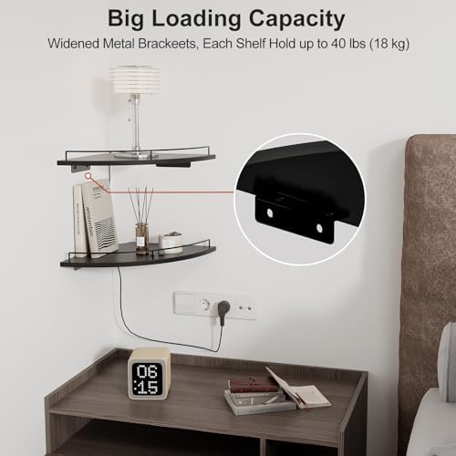 JJL Corner Shelf Wall Mounted, 12 Inches 2-Tier Floating Corner Shelf, - Image 4