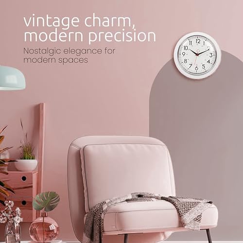 Kiera Grace Retro Wall Clock, Silent Non-Ticking Design, Battery Operated - Image 3