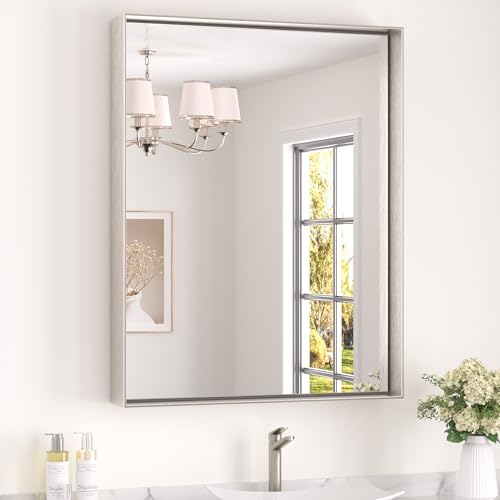 Keonjinn 28x36 Inch Nickel Bathroom Mirror by Keonjinn