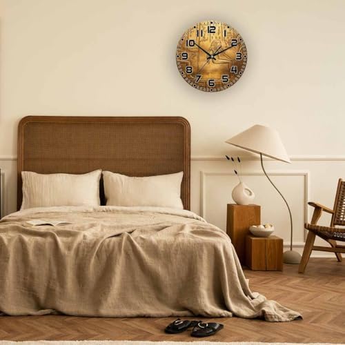 Egyptian Hieroglyphics Wall Clock Ancient Golden Art Historical Civilization - Image 5