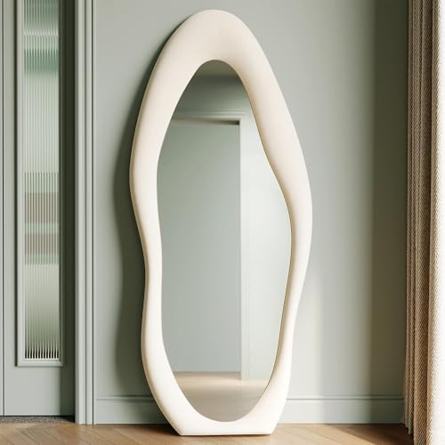 Honyee Full Length Mirror, Flannel Wrapped Wooden Frame Full Body Mirror - Image 2