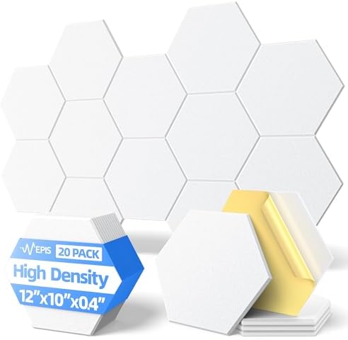20 Pack Acoustic Panels with Self Adhesive, Soundproof Wall Panels, Hexagon by NEPIS