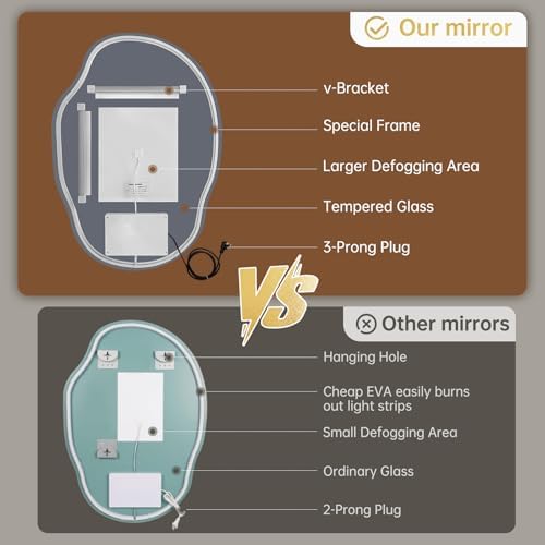 LOVESPEJO Irregular Backlit Mirror Bathroom 25"x35", LED Mirror - Image 3